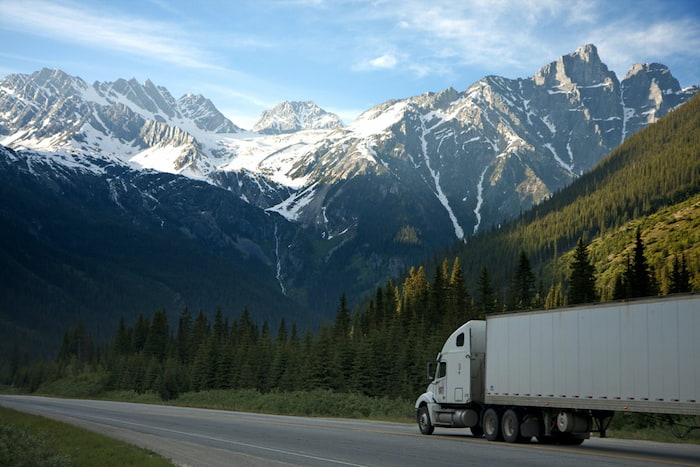 Truck driving in the mountains
